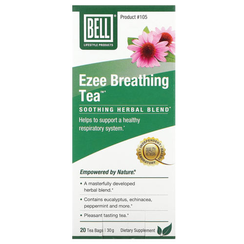 Bell Lifestyle, Ezee Breathing Tea, успокаивающая травяная смесь, 20 чайных пакетиков, 30 г