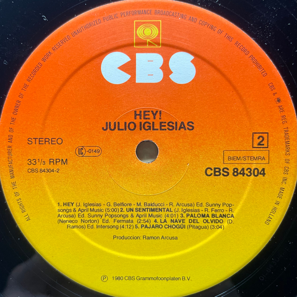 Julio Iglesias- Hey! (Голландия 1980г.)