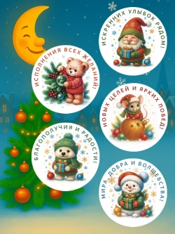 Набор новогодних стикеров 150 штук