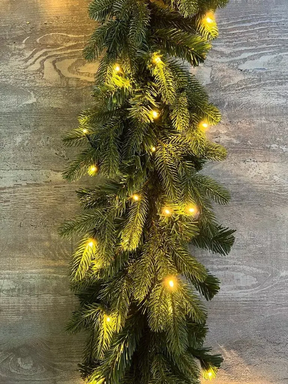 Хвойная гирлянда Парижанка 270*30 см., 60 теплых-белых LED ламп, Литая хвоя+ПВХ, ЕлкиТорг (23057)