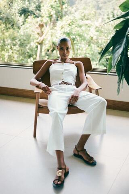 ZARA УКОРОЧЕННЫЙ ЖИЛЕТ НА БРЕТЕЛЬКАХ, БЕЛЫЙ