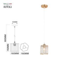 Светильник подвесной (подвес) Rivoli Angelina 9077-201 1 * Е27 40 Вт модерн потолочный | Rivoli