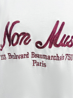 Футболка Yixuan 2676 удлиненная однотонная с надписью Non Music спереди