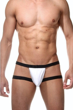 Бело-черные мужские трусы-джоки (Размер: L-XL) (Цвет: белый с черным)