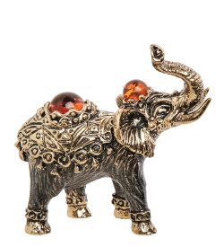 AM-2186 Фигурка «Слон Камбоджа» (латунь, янтарь)