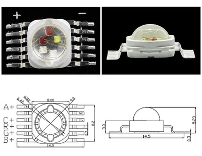 Светодиод RGBWA (15w, 12pin)