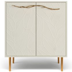 Комод Арт Колор leaves Стайл Голд с 2 полками Кремовый белый