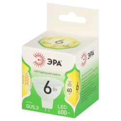Лампа светодиодная ЭРА GREEN LINE LED MR16-6W-830-GU5.3 GL 6Вт софит теплый свет GU5.3