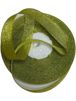 Лента люрекс 12мм - 33м -1 боб. (салатный с золотом)