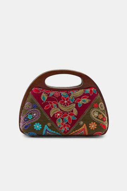 ZARA СУМКА-КОРОБОЧКА С ДЕРЕВЯННЫМИ ДЕТАЛЯМИ И ВЫШИВКОЙ, РАЗНОЦВЕТНЫЙ