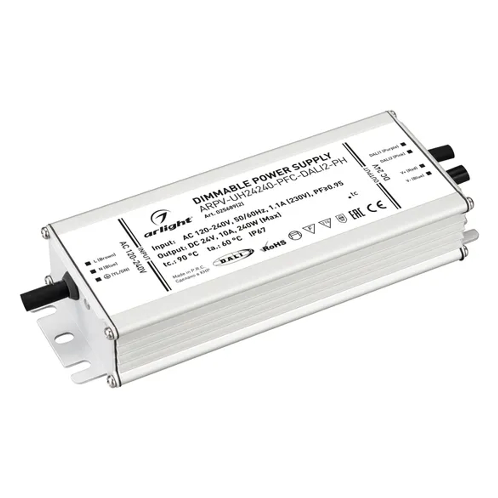 Блок питания ARPV-UH24240-PFC-DALI2-PH (24V, 10.0A, 240W) (Arlight, IP67 Металл, 7 лет) 025689(2)