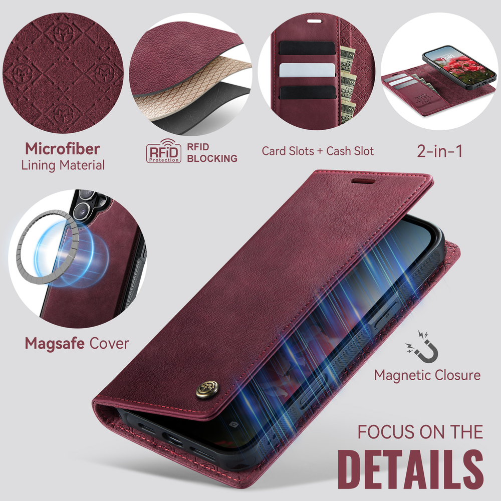 Чехол-кошелек CaseMe 2 in 1 MagSafe iPhone 16+