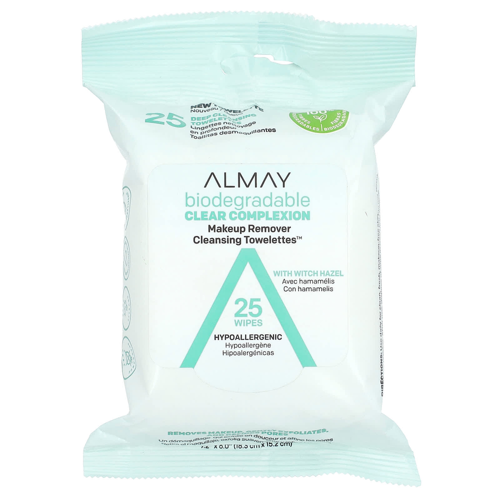 Almay, очищающие салфетки для снятия макияжа, с гамамелисом, 25 салфеток