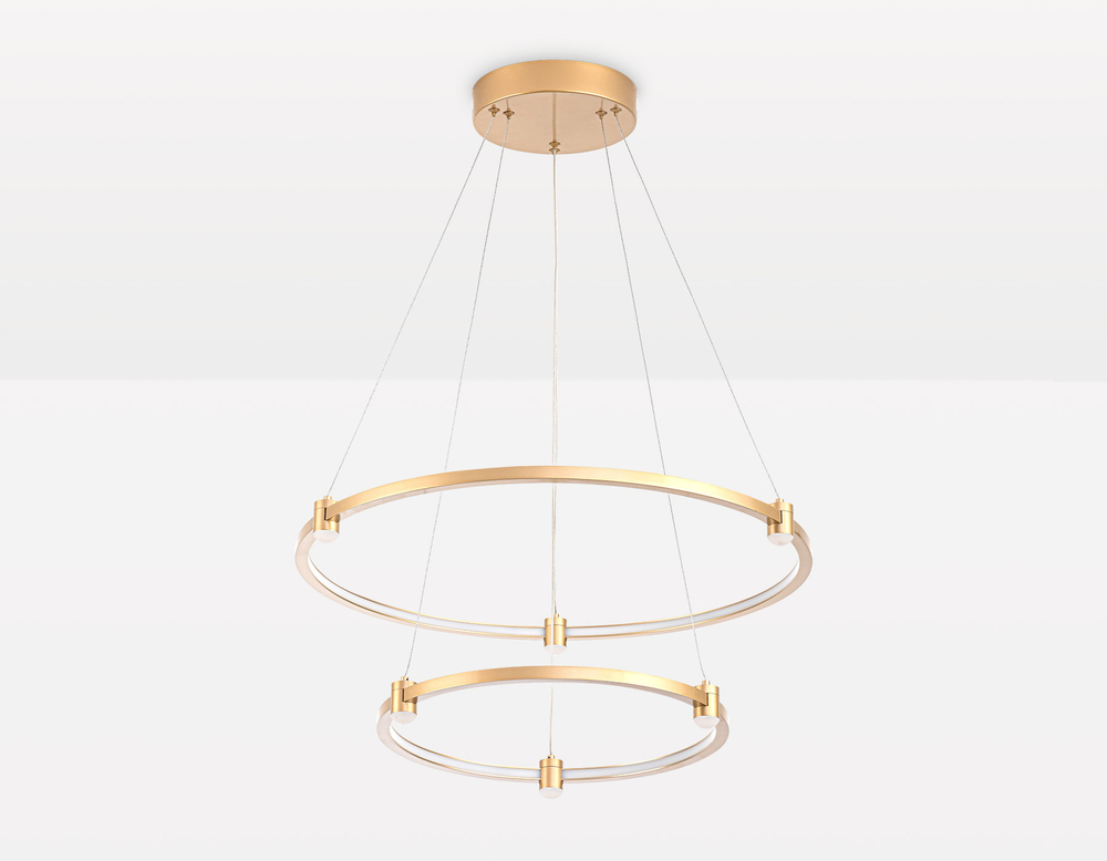 Светильник подвесной светодиодный FL5508/2+6 GD золото 45W 3000K/4200K/6400K D600/400*1300 (без ПДУ)