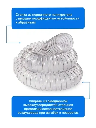 Воздуховод полиуретановый 100мм, длина 5м.,стенка 0,5мм, Texonic PU-5-100-5