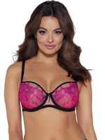 Соблазнительный бюстгальтер с кружевом с ресничками (Размер: 70E) (Цвет: розовый)