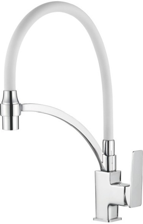 СМЕСИТЕЛЬ ДЛЯ КУХНИ С ГИБКИМ СИЛИКОНОВЫМ ИЗЛИВОМ CASELA 54178-3 БЕЛЫЙ ХРОМ