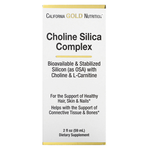 California Gold Nutrition, комплекс с холином и диоксидом кремния, биодоступный и стабилизированный кремний с холином и L-карнитином, 59 мл (2 жидк. унции)