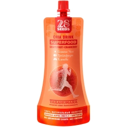 Напиток ЧИА СУПЕРФУД «Грейпфрут + Клюква» 250 мл 28SEEDS — вид спереди упаковки