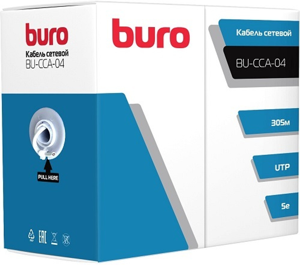 Кабель витая пара UTP 5e кат. 4 пары Buro BU-CCA-042