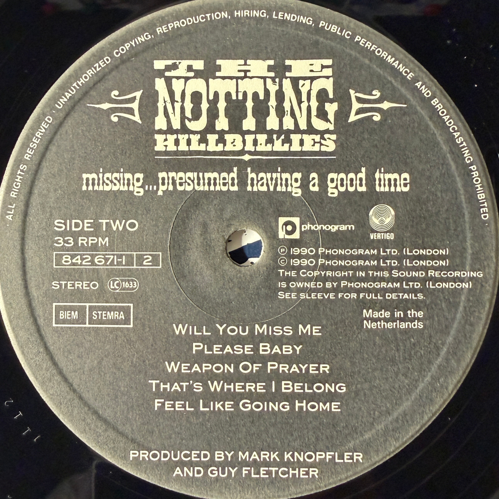 The Notting Hillbillies - Missing...Presumed Having A Good Time (Европа 1990г.)