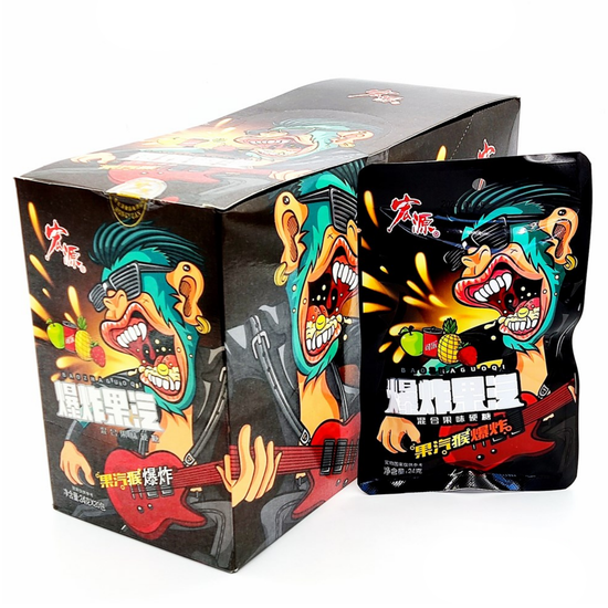 Конфеты Baozhaquoqi Обезьяна с гитарой Фруктовые суперкислые, 28 гр