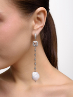 Серьги "Caramel eye pearl" Silver