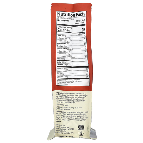 Teeccino, травяной кофе с грибами, трутовик разноцветный и астрагал, обжаренный клен, средняя обжарка, без кофеина, 284 г (10 унций)