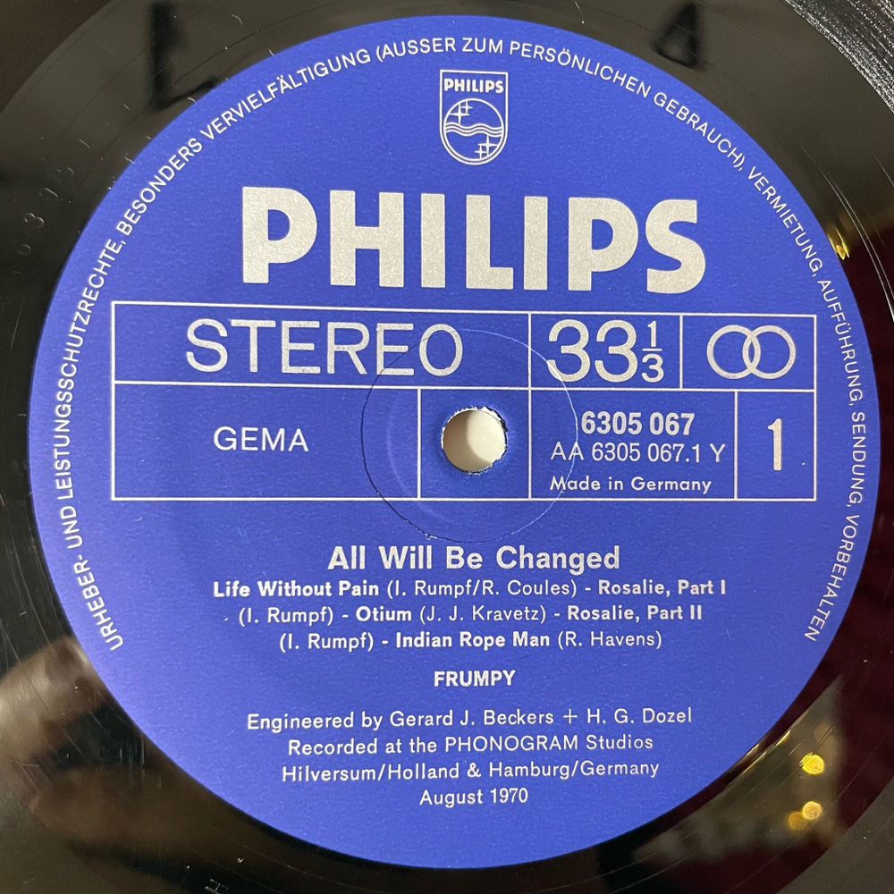 Винтажная виниловая пластинка LP Frumpy All Will Be Changed (Germany 1970)