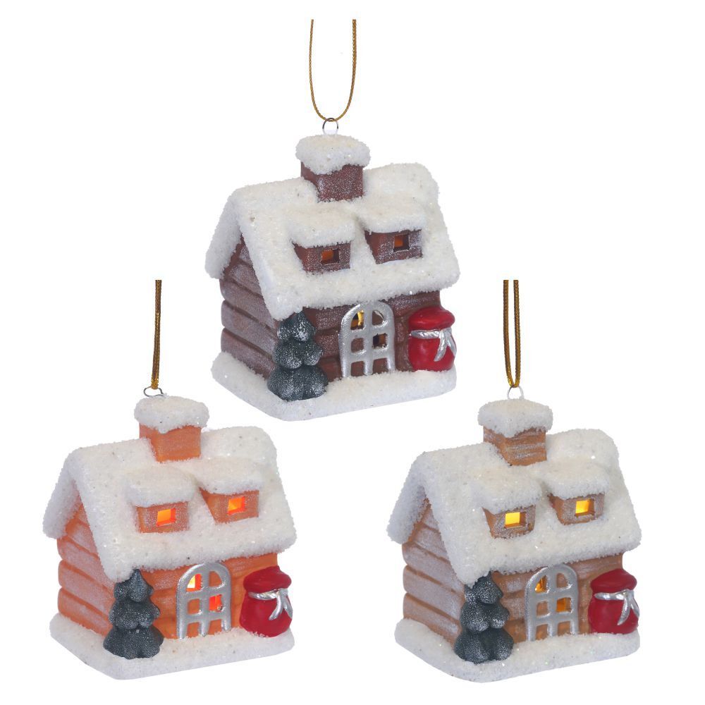 GAEM Украшение новогоднее "Домик" с подсветкой (LR44 2 шт), L7 W5,5 H8 см, 3в.