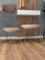 Комплект круглых банкеток - ЗБЕЖ - бежевое на золотом