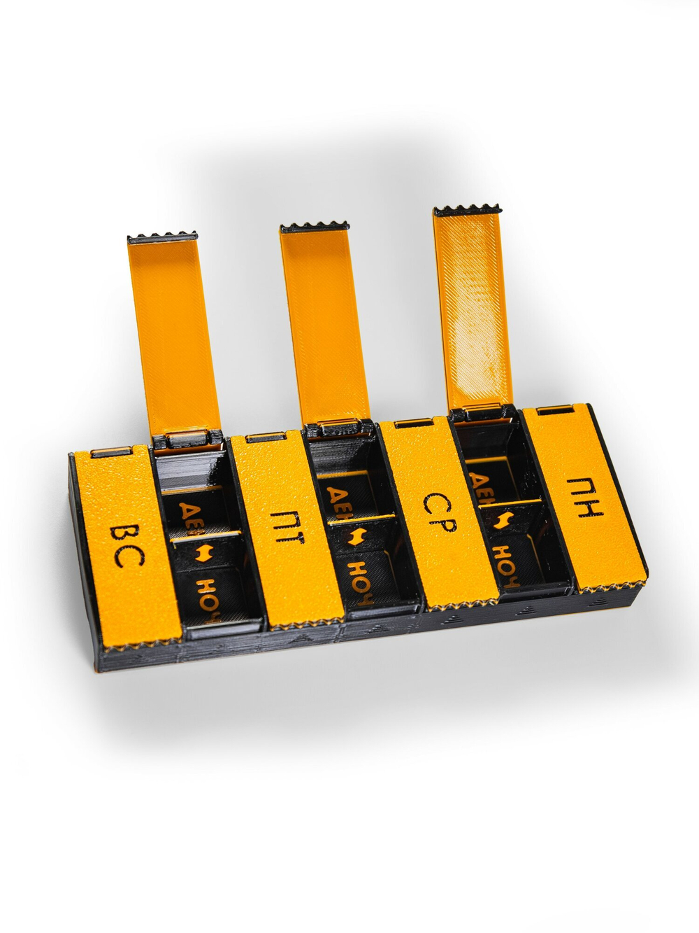 Набор 3 шт. таблетницы на неделю, на русском языке, 15х6х2 см, 3D печать