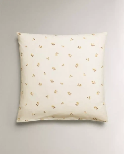 ZARA HOME НАВОЛОЧКА С ПРИНТОМ «ЛИСТЬЯ», ЖЕЛТОВАТО-БЕЛЫЙ