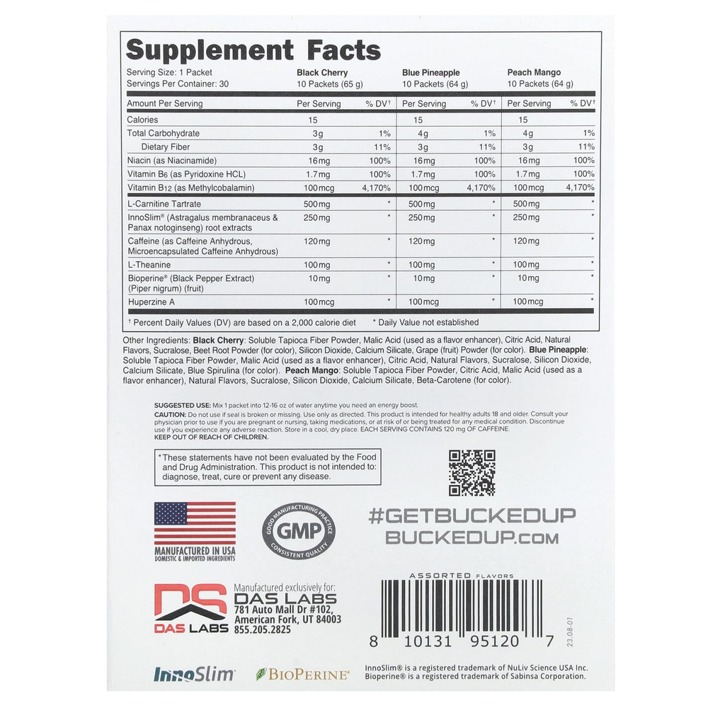 Bucked Up, Babe Boost, разнообразный набор, 30 пакетиков по 0,2 унции