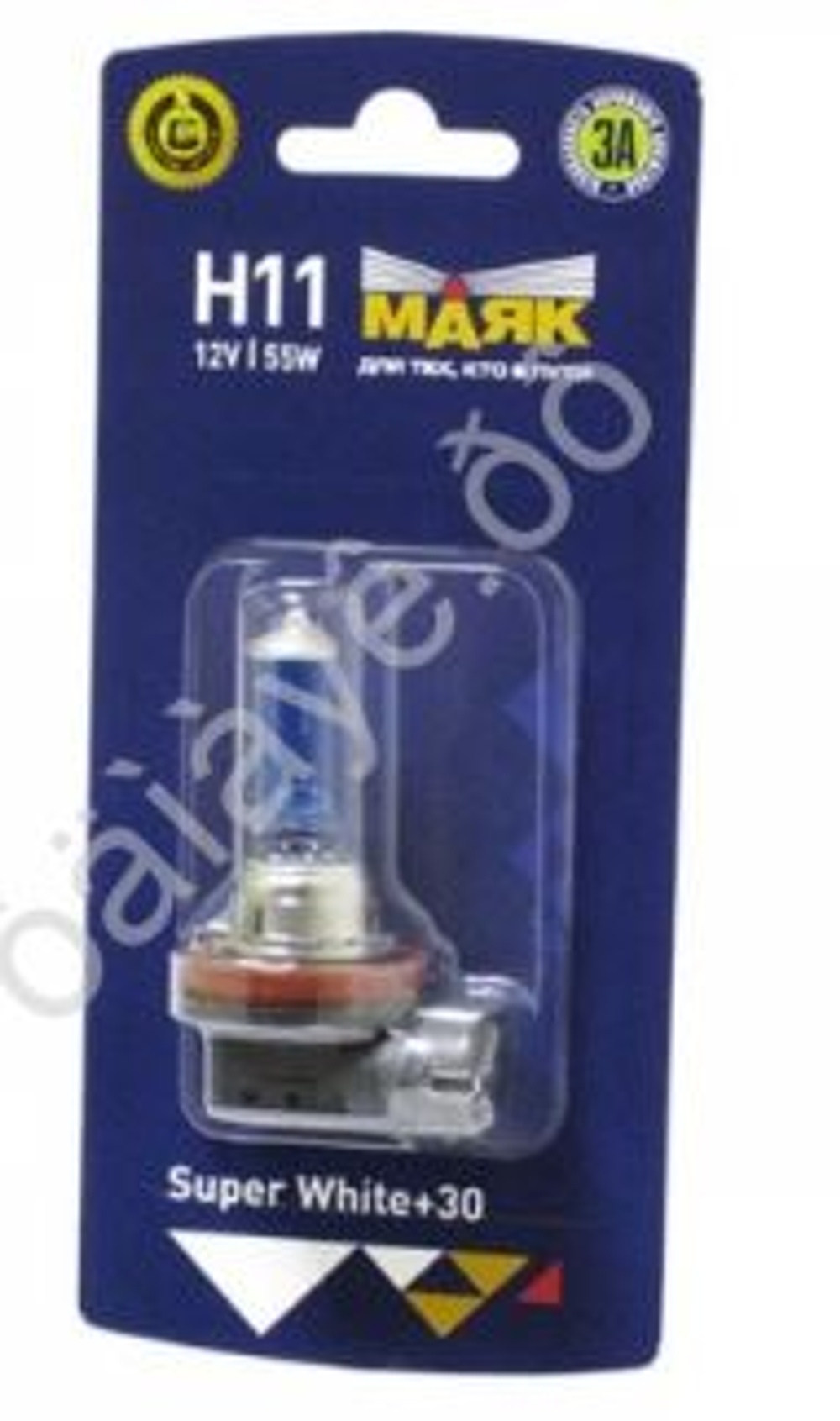 Автолампа H11 12V 55W (PGJ19-2) Маяк SUРER WHITE+30% (бл1шт) #52110SW