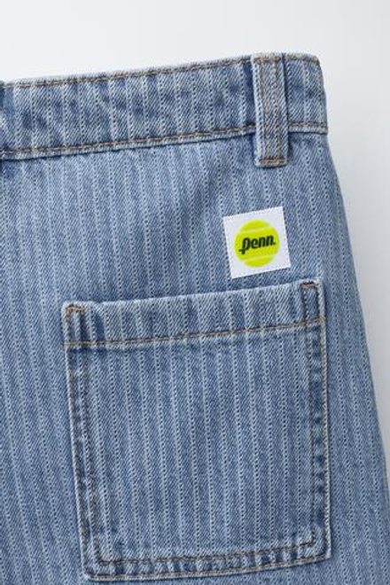 ZARA ДЖИНСОВЫЕ ШОРТЫ В ПОЛОСКУ PENN ©, ГОЛУБОЙ