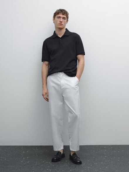 Massimo Dutti Футболка-поло из хлопка, темно-синий