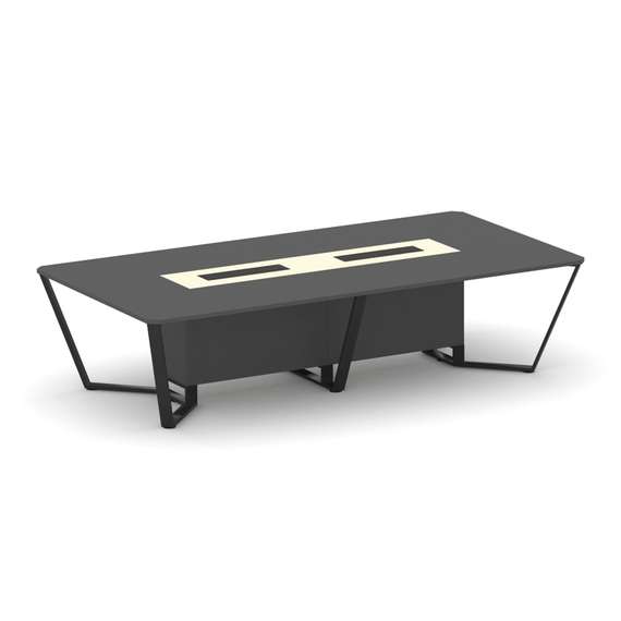 Steel Meet Стол переговорный прямоугольный KMK-PR.B.SP-12 Антрацит/Ваниль Глянец/Металл Черный 3200*