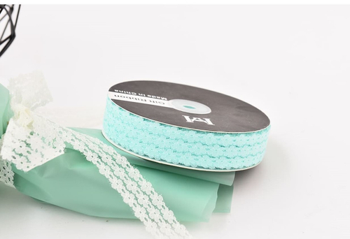 Лента кружевная дизайн "3 Цветка" Бирюзовая