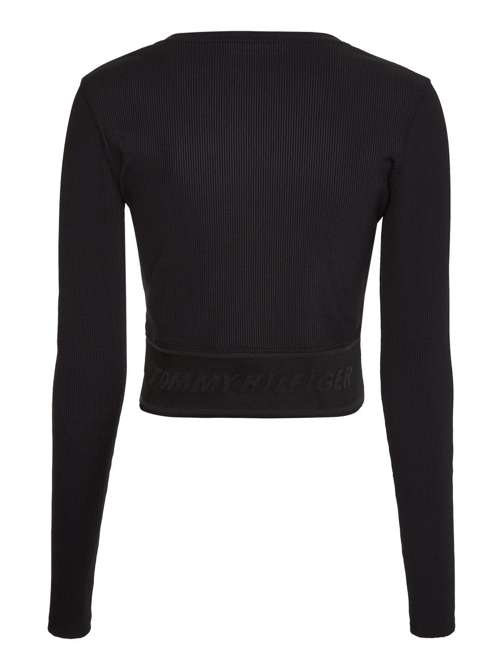 Женская теннисная футболка   Tommy Hilfiger Slim Branded Rib Cropped Tee LS - black