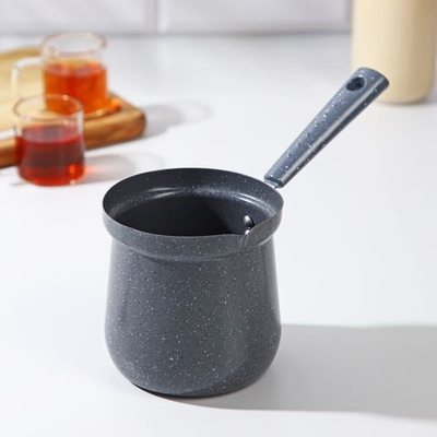 Турка Доляна «Мрамор грэй», 600 мл, d=10 см, 20,5×10×14 см, пластиковая ручка, антипригарное покрытие, индукция, цвет серый (Цвет: не задано)