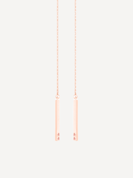 Серьги-продёвки из серебра со вставками из розово-коричневых фианитов