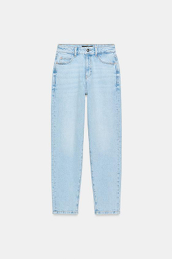 ZARA ДЖИНСЫ Z.01 MOM FIT С ВЫСОКОЙ ПОСАДКОЙ, ГОЛУБОЙ