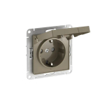 ATLASDESIGN РОЗЕТКА с заземлением со шторками с крышкой,16А,IP20, мех.,быстрозажим. клем., ШАМПАНЬ