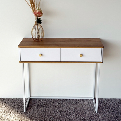 Туалетный столик консоль ROYAL 5311 эко (Дуб Кантри-Белый-р.золото)