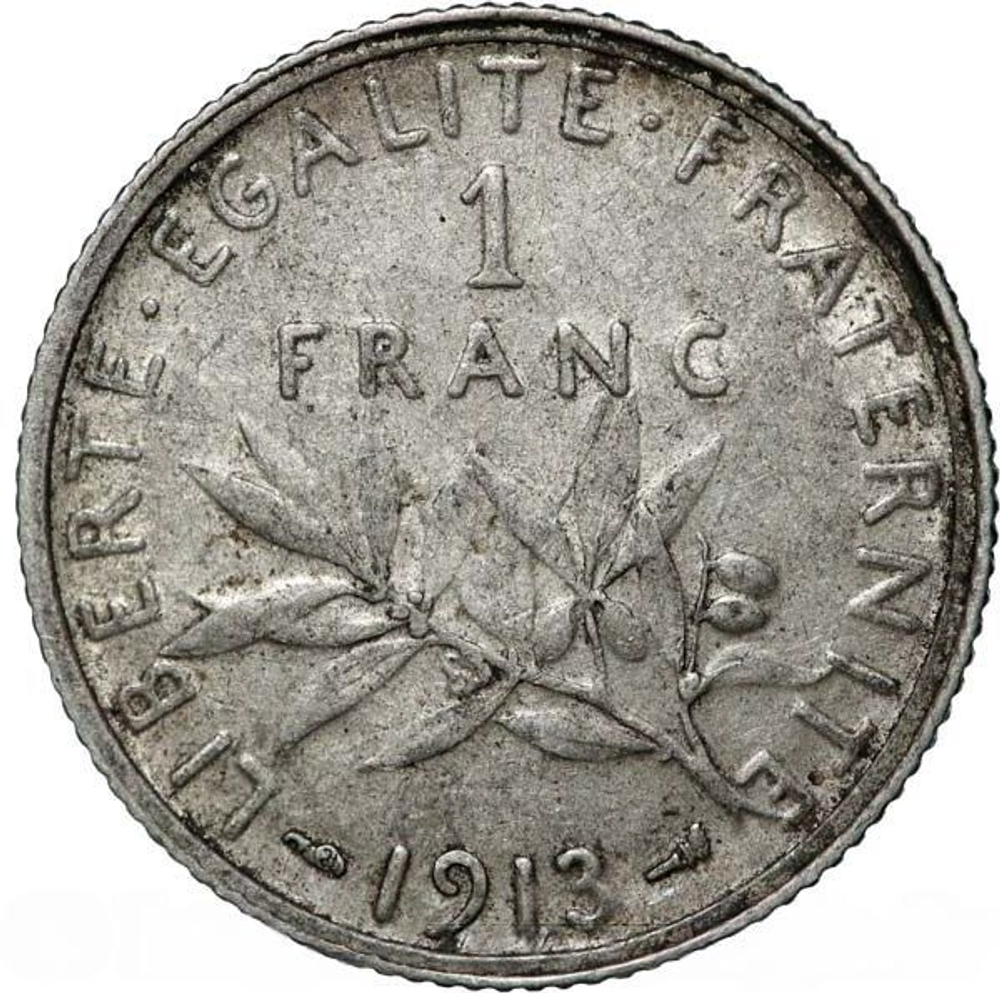 France, 1 Franc, 1913 – "La Semeuse" (Paris Mint), VF