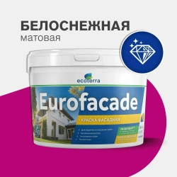 Краска Ecoterra Eurofacade фасадная, белоснежная, 1,3кг
