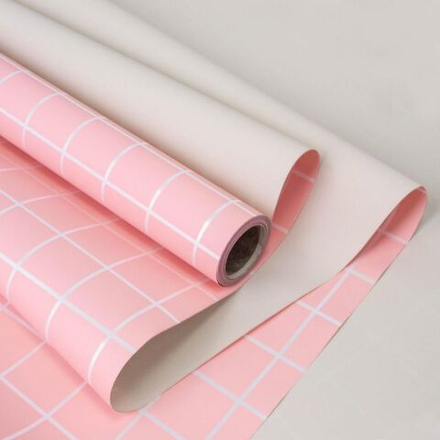 Пленка мат-я КЛЕТКА 58*10 РОЗОВЫЙ/КРЕМ