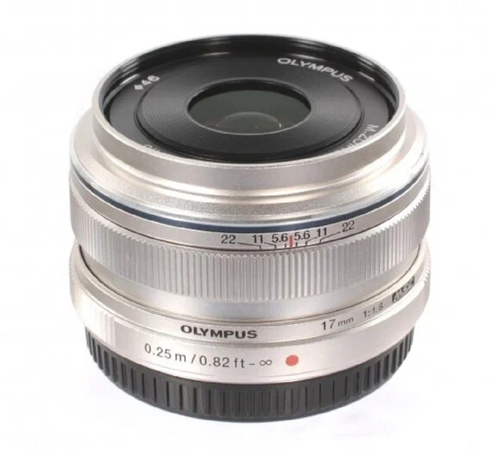 Olympus 17mm f/1.8, серебристый