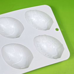 Форма силиконовая для пирожных «Яички с узором» 6 ячеек